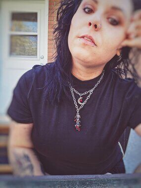 Aries Moon Charm Chain & Bead Silver Metal Alloy Layered Necklace